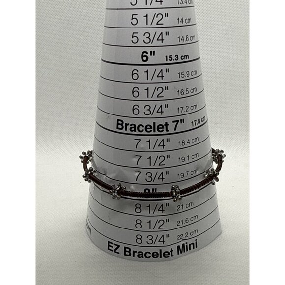 Brown Cord Bracelet Silver Tone Flower Charms Adjustable Boho Jewelry - Picture 2 of 3